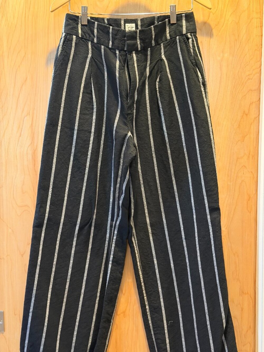 Gap 365 High Rise Linen Blend Striped Pleated Trousers Pants